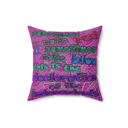 declaration of the independents - Faux Suede Square Pillow - (pink swirl)