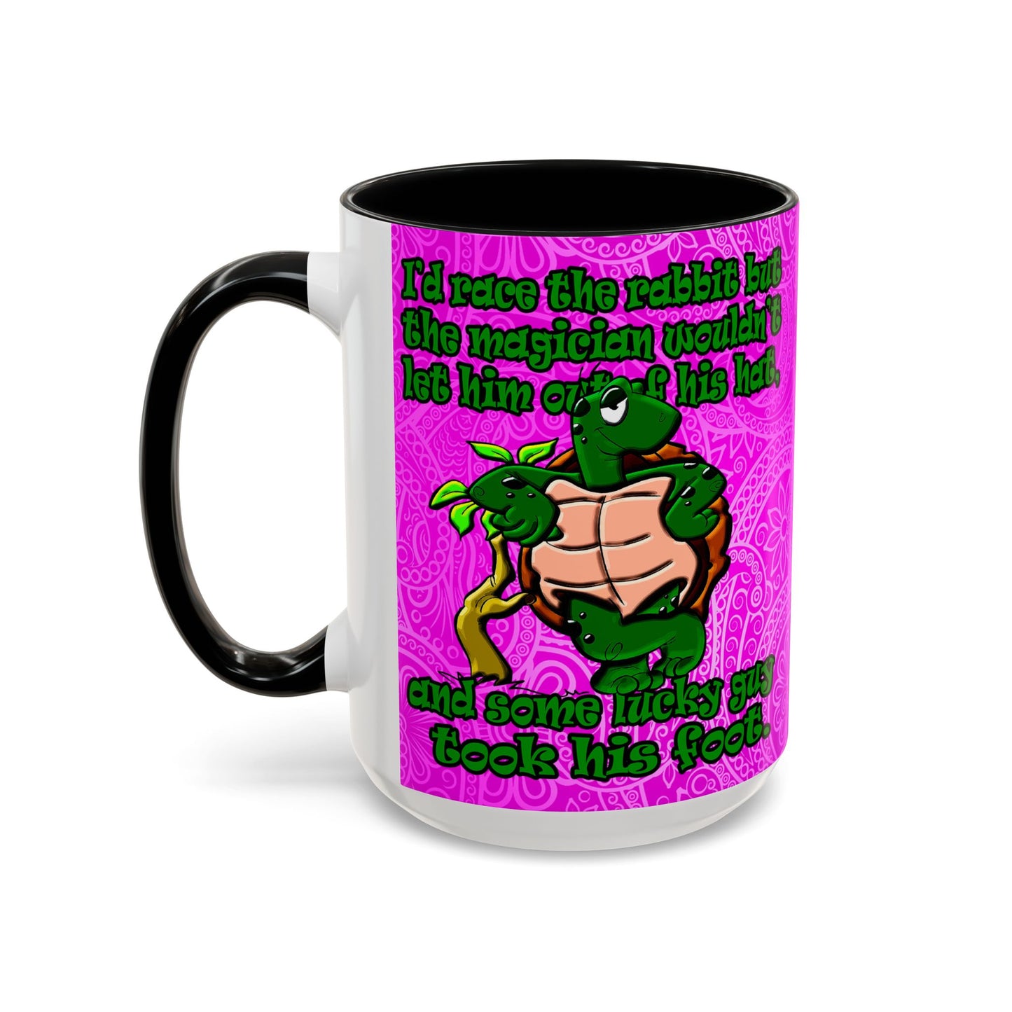 turtle race - Accent Mug (pink swirl)
