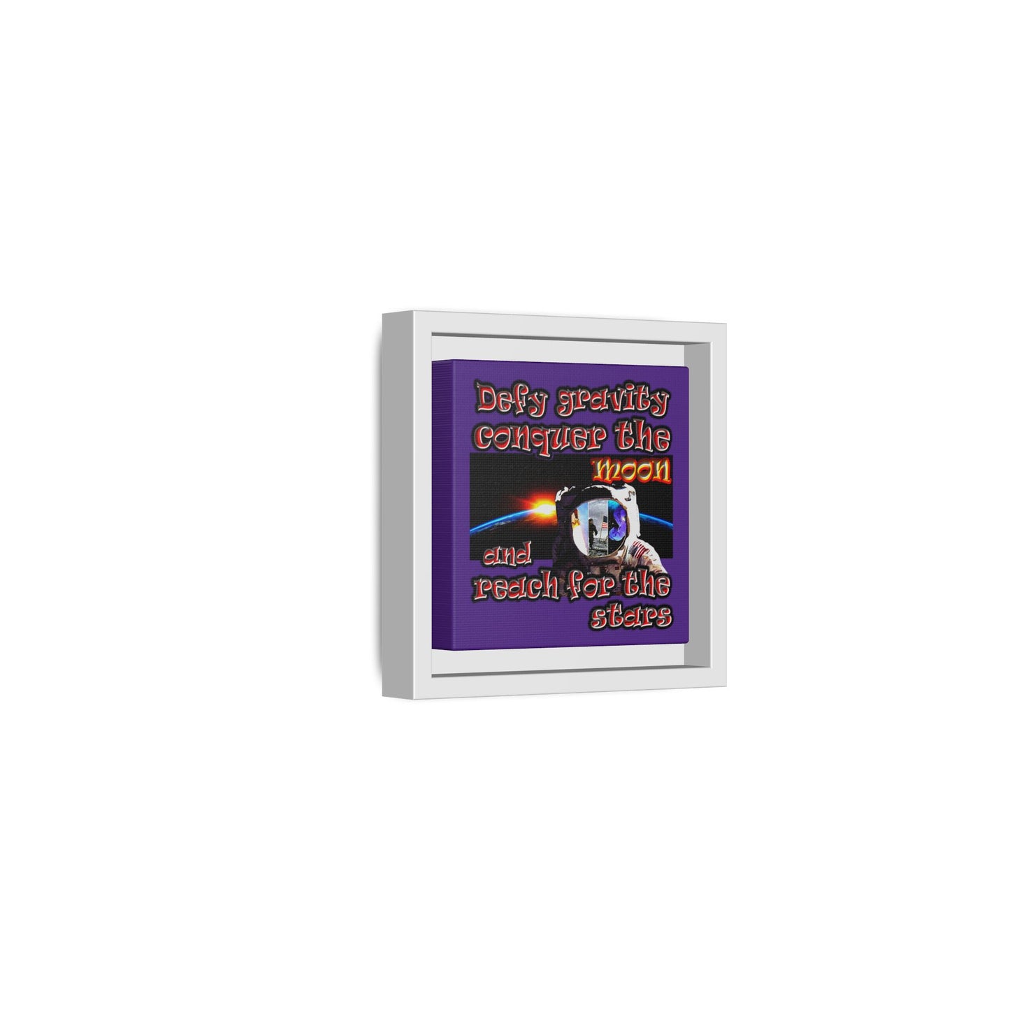 defy conquer reach - framed canvas art (purple)
