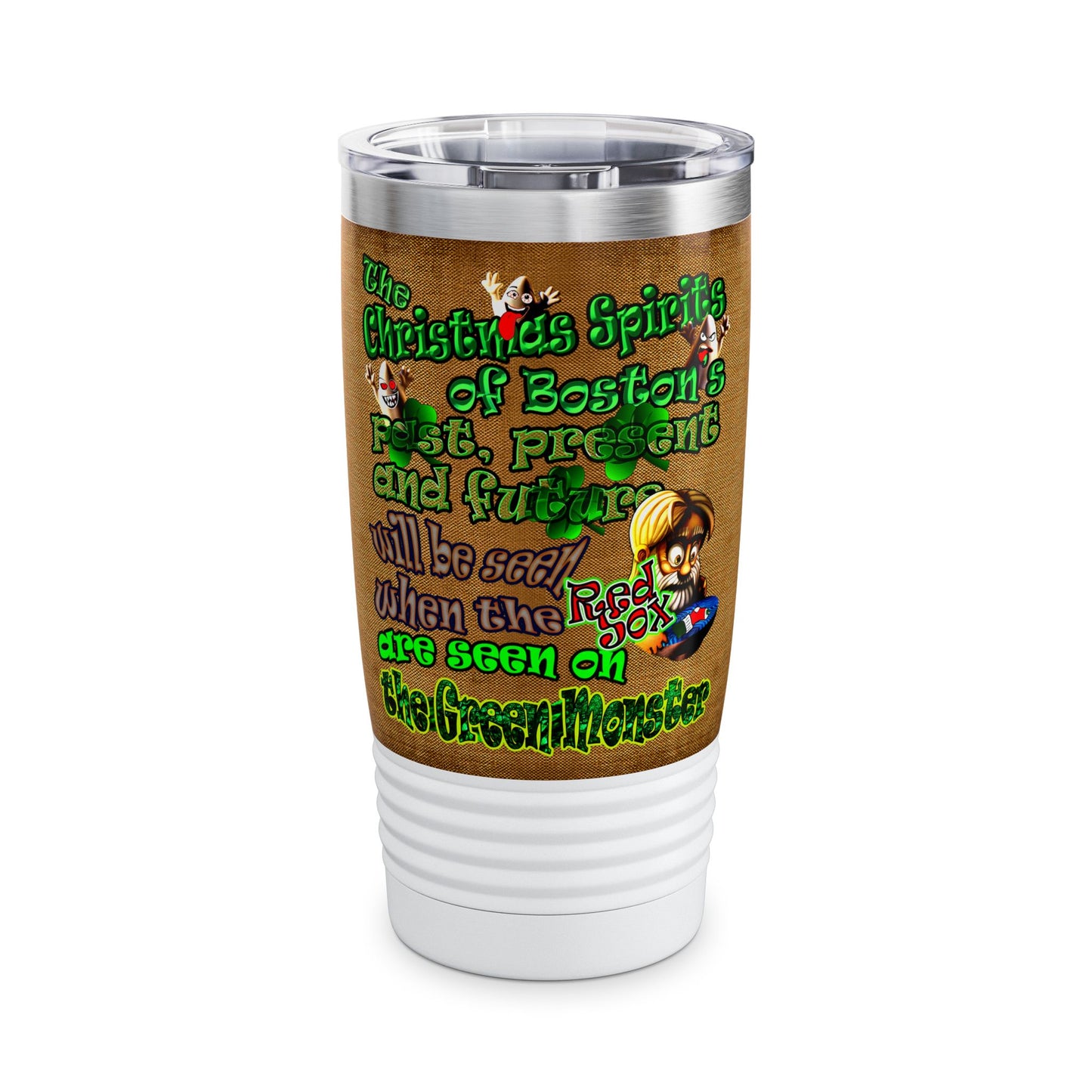 christmas spirits of boston - Ringneck Tumbler, 20oz (brown papyrus)
