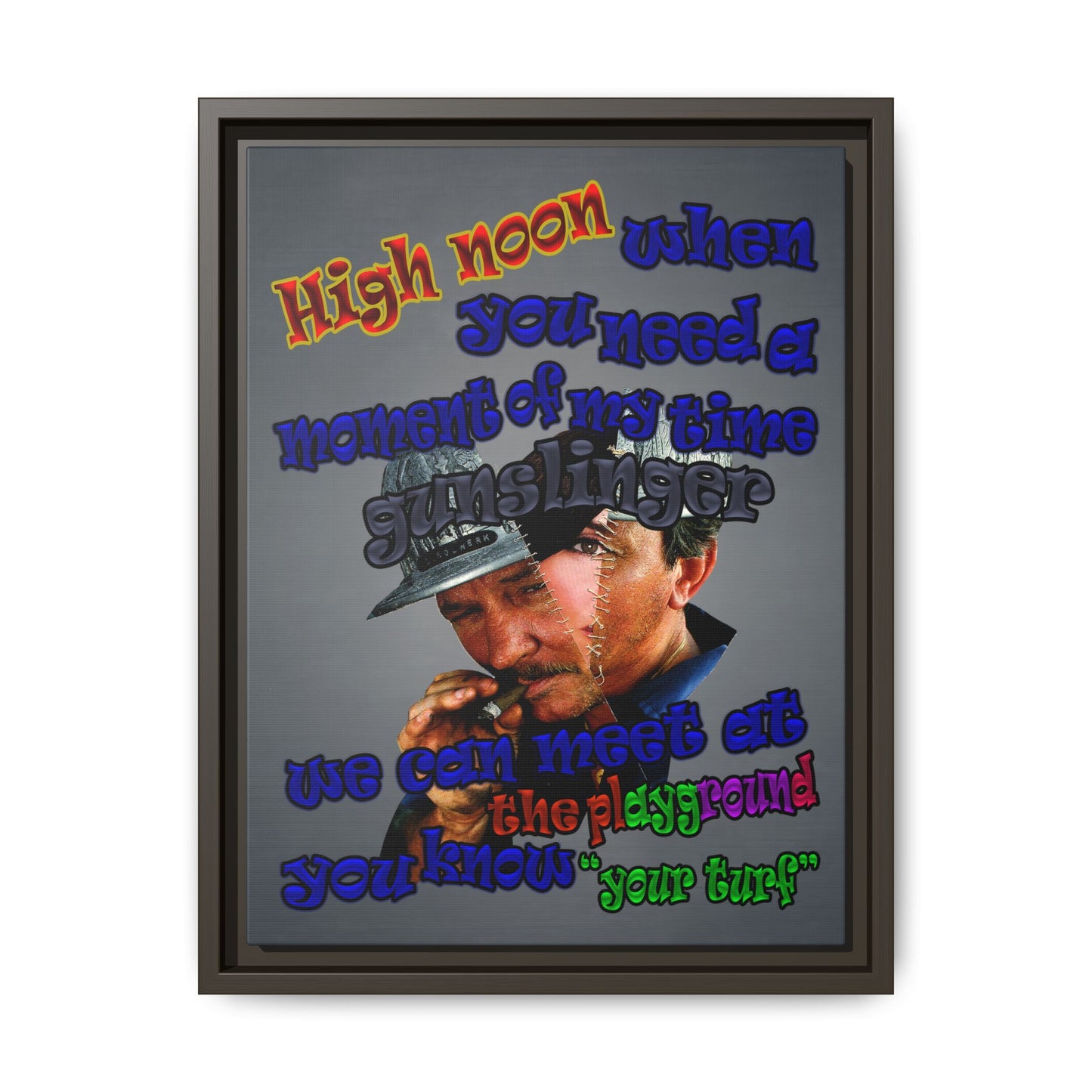 high noon - framed canvas art (grey-light grey)
