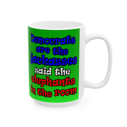donkeys and elephants - White Mug (logo green)