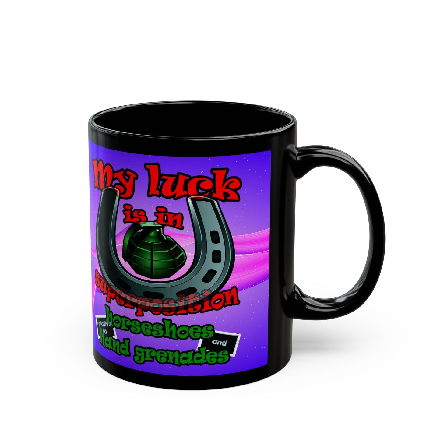 my luck - Black Mug (purple-pink wave)