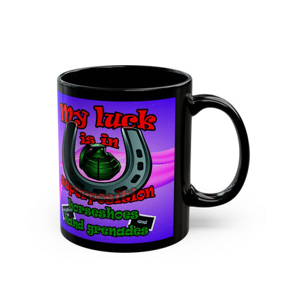 my luck - Black Mug (purple-pink wave)