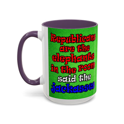 donkeys and elephants - Accent Mug (green turf)