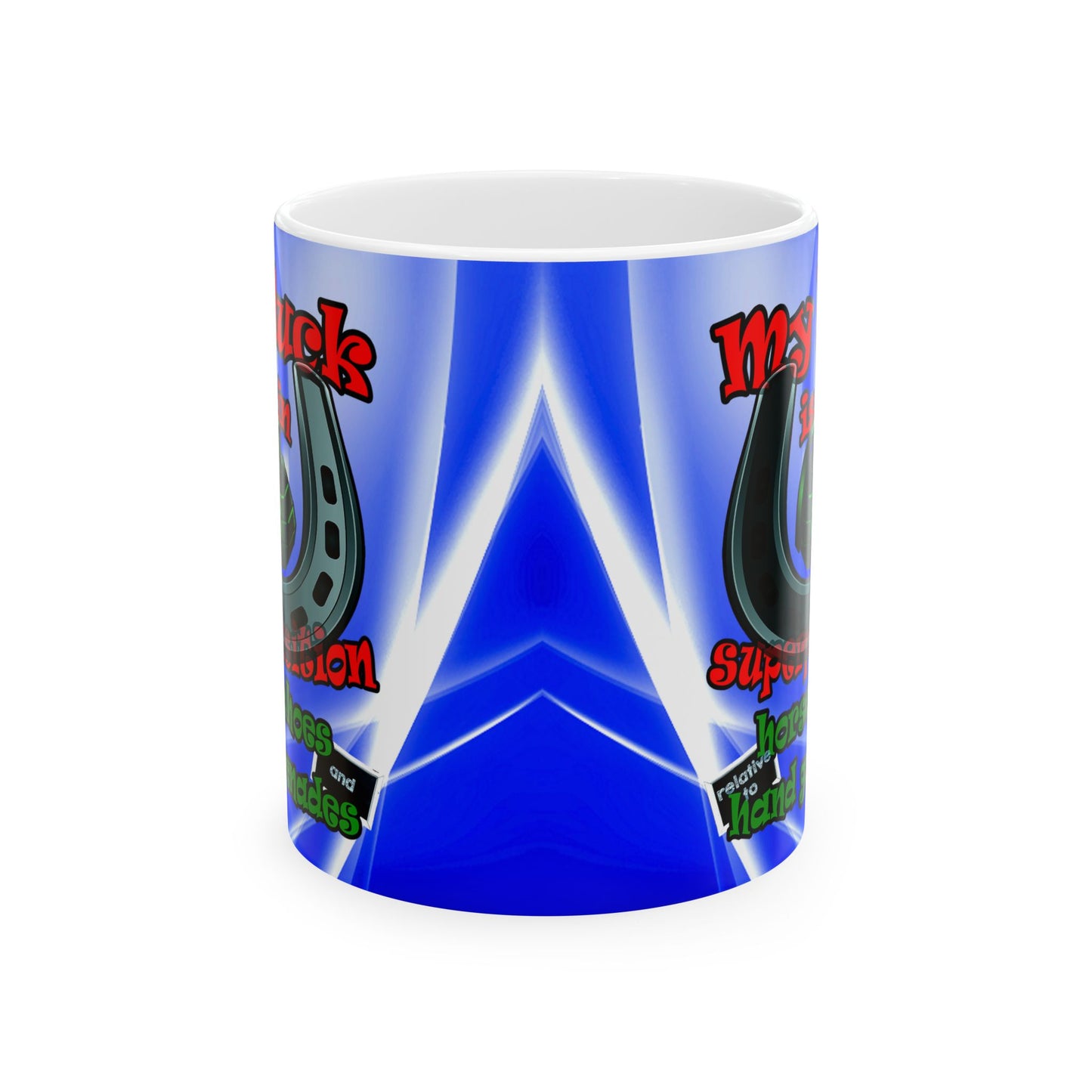 my luck - White Mug (blue-white wave)