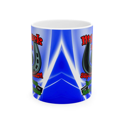 my luck - White Mug (blue-white wave)