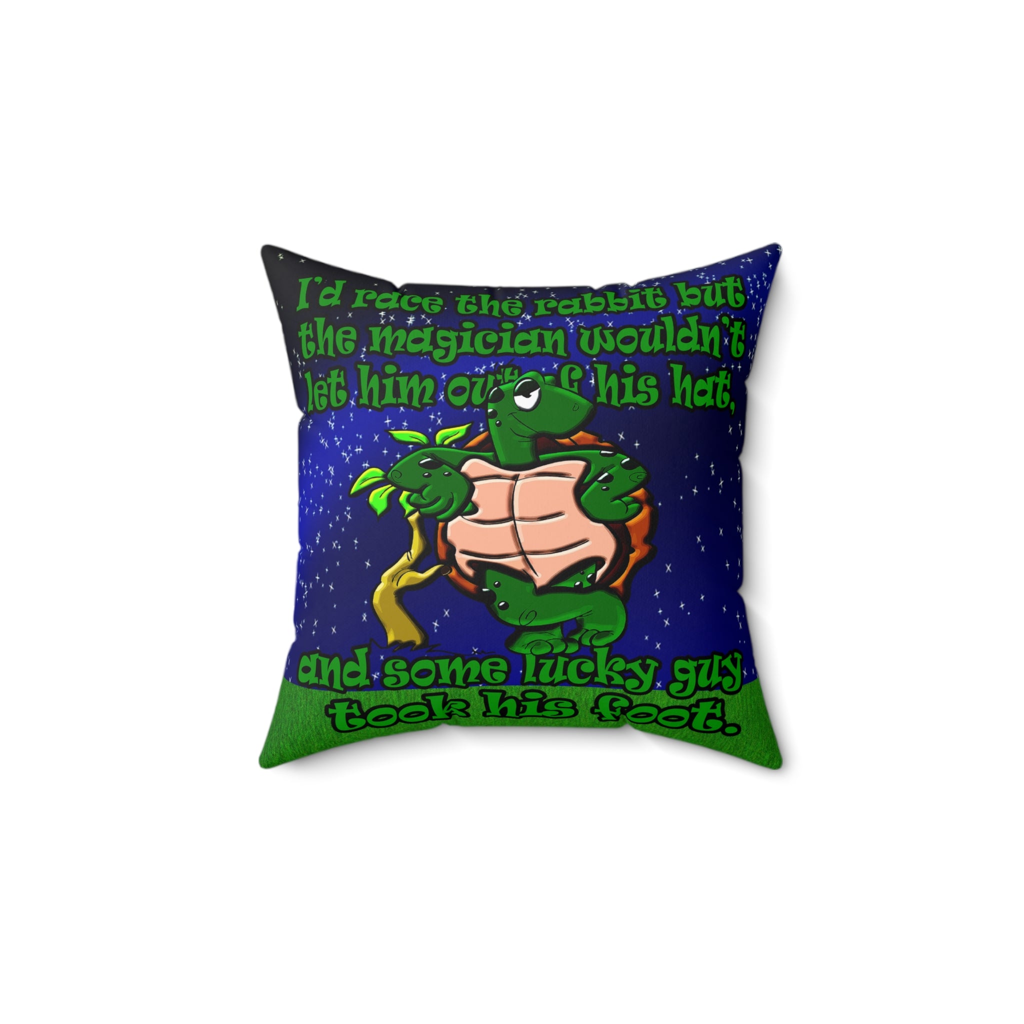 turtle race - Spun Polyester Square Pillow - ('snoops' background)
