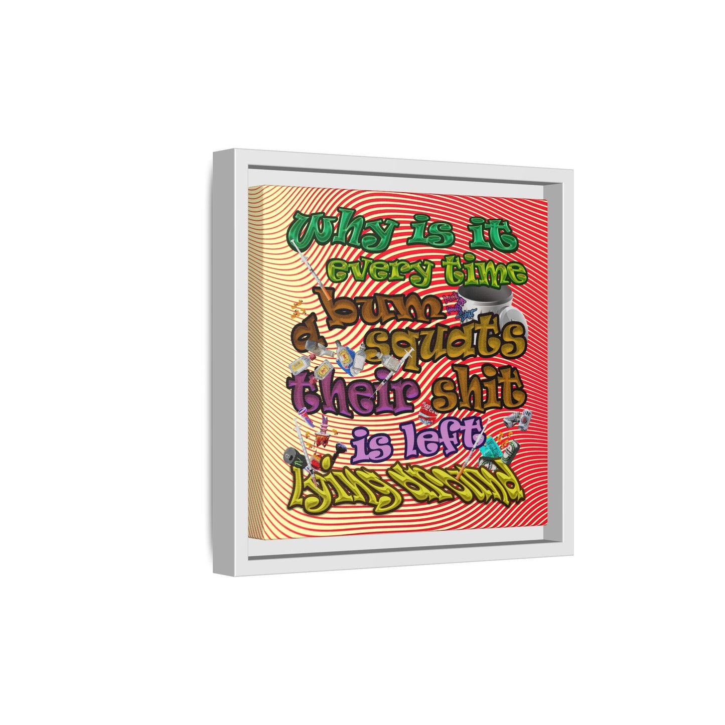 the bum's shit - framed canvas art (yellow-orange wave)