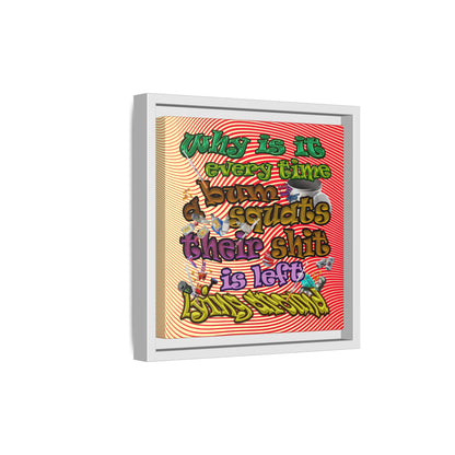 the bum's shit - framed canvas art (yellow-orange wave)