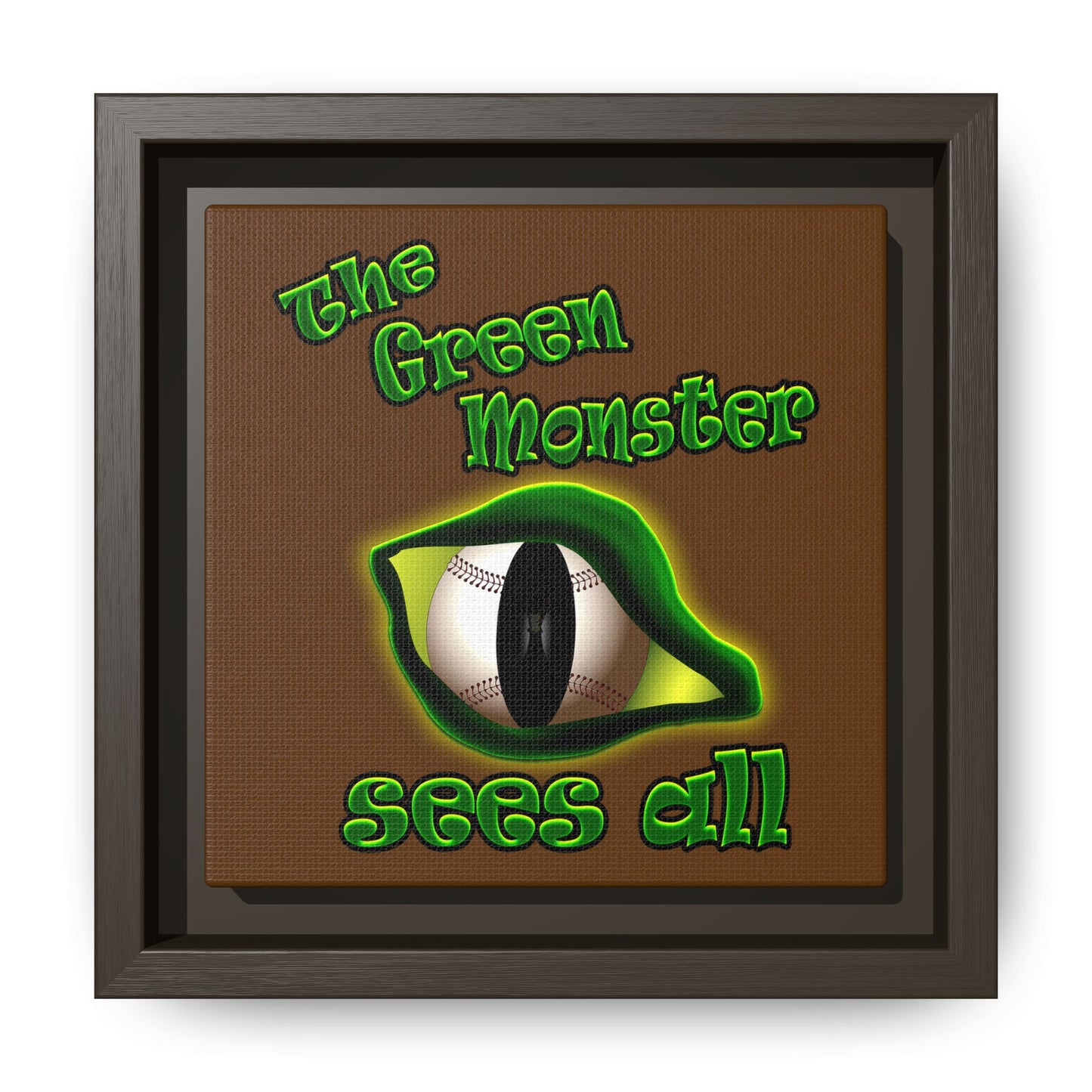 green monster - framed canvas art (brown)
