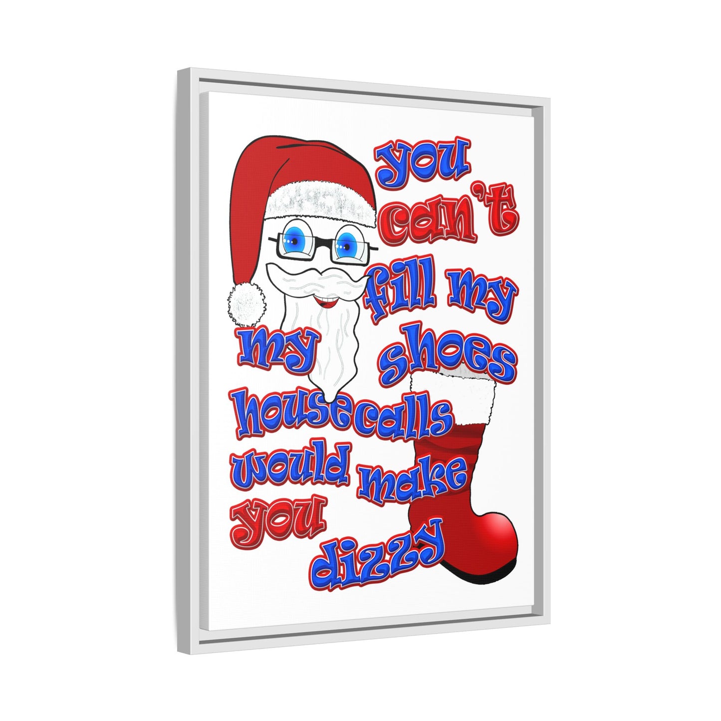 santa's shoes - framed canvas art (white)