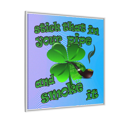 stick that in your pipe and smoke it - framed canvas art (light blue-purple wave)