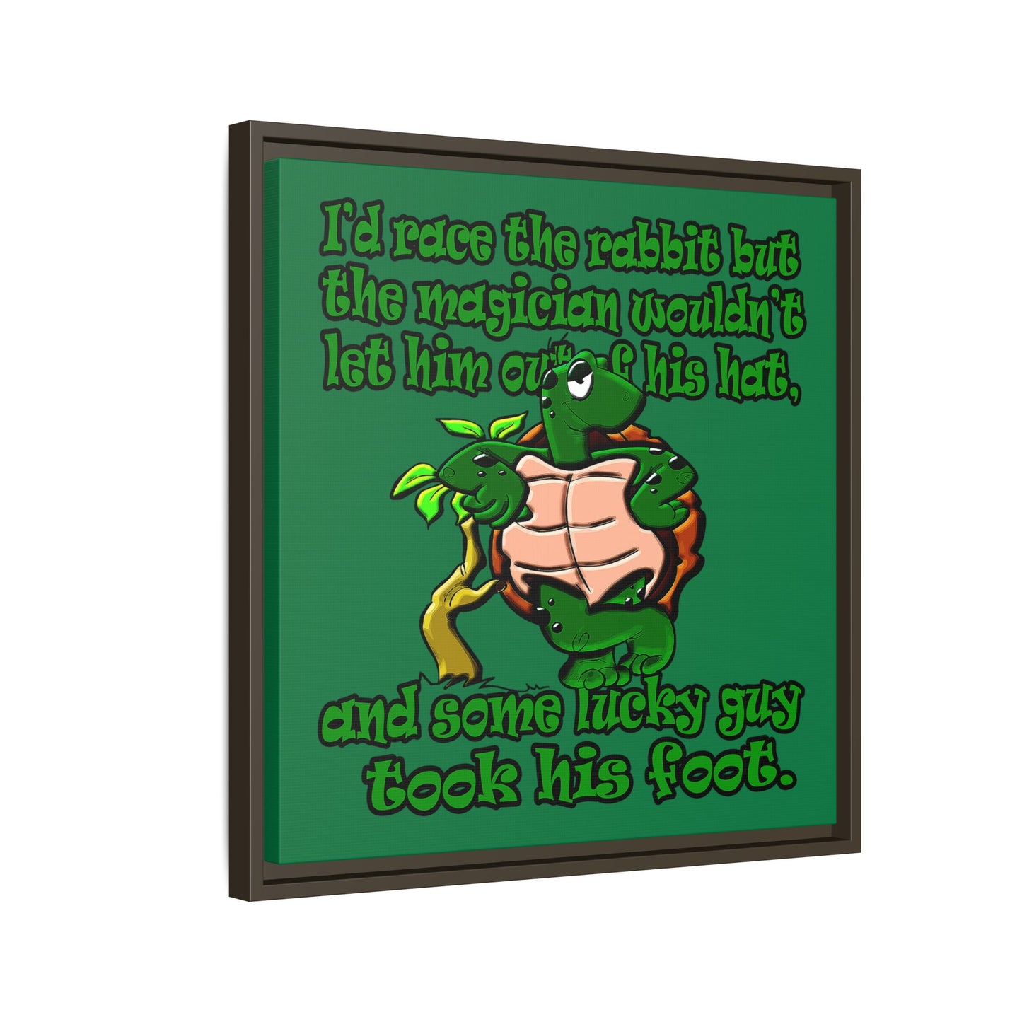 turtle race - framed canvas art (dark green)