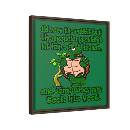 turtle race - framed canvas art (dark green)