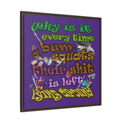the bum's shit - framed canvas art (purple)
