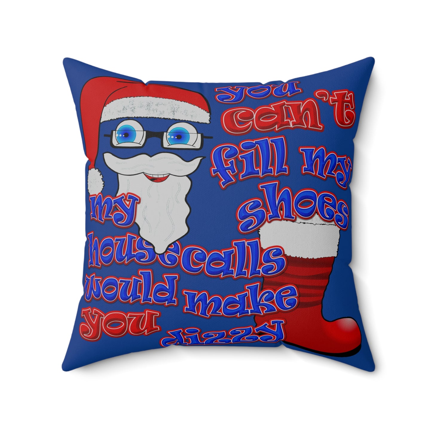 santa's shoes - Spun Polyester Square Pillow - (dark blue)