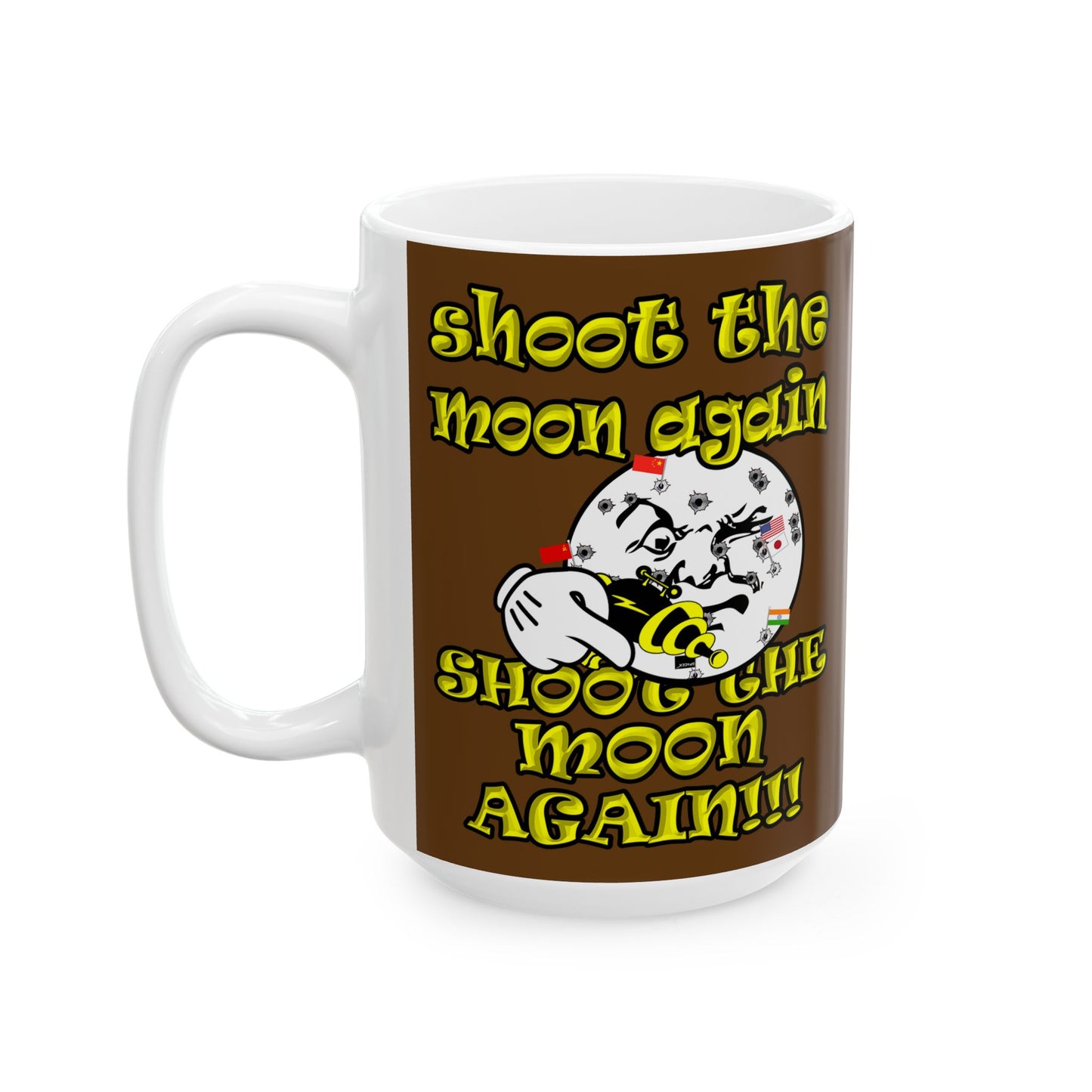 shoot the moon again - White Mug (brown)