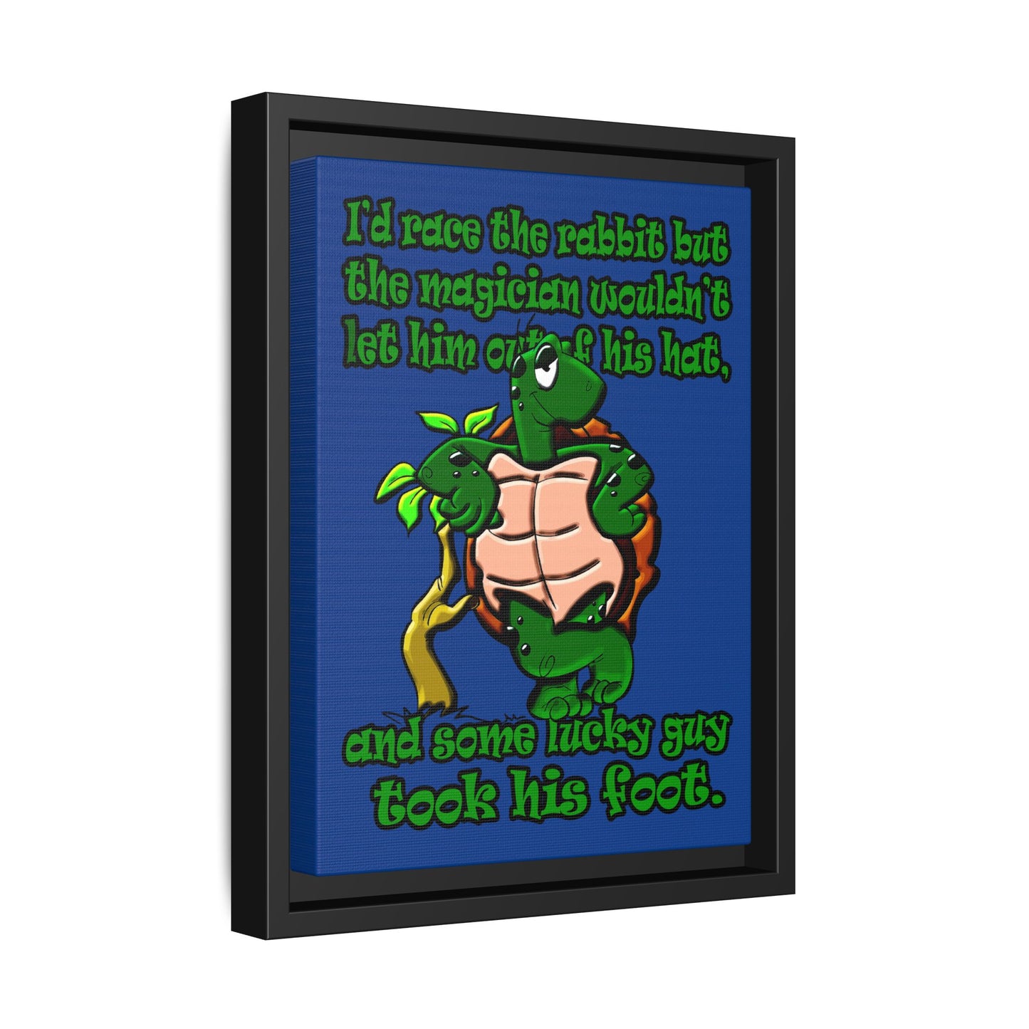 turtle race - framed canvas art (dark blue)