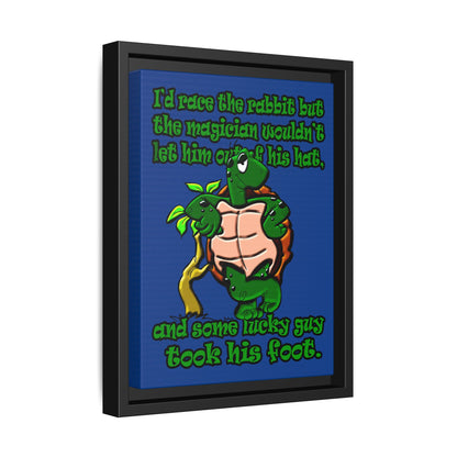 turtle race - framed canvas art (dark blue)