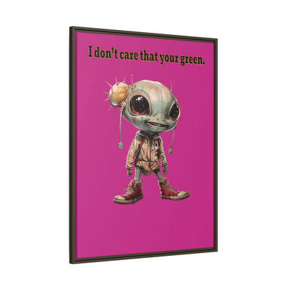 I don't care that your green - framed canvas art (pink)