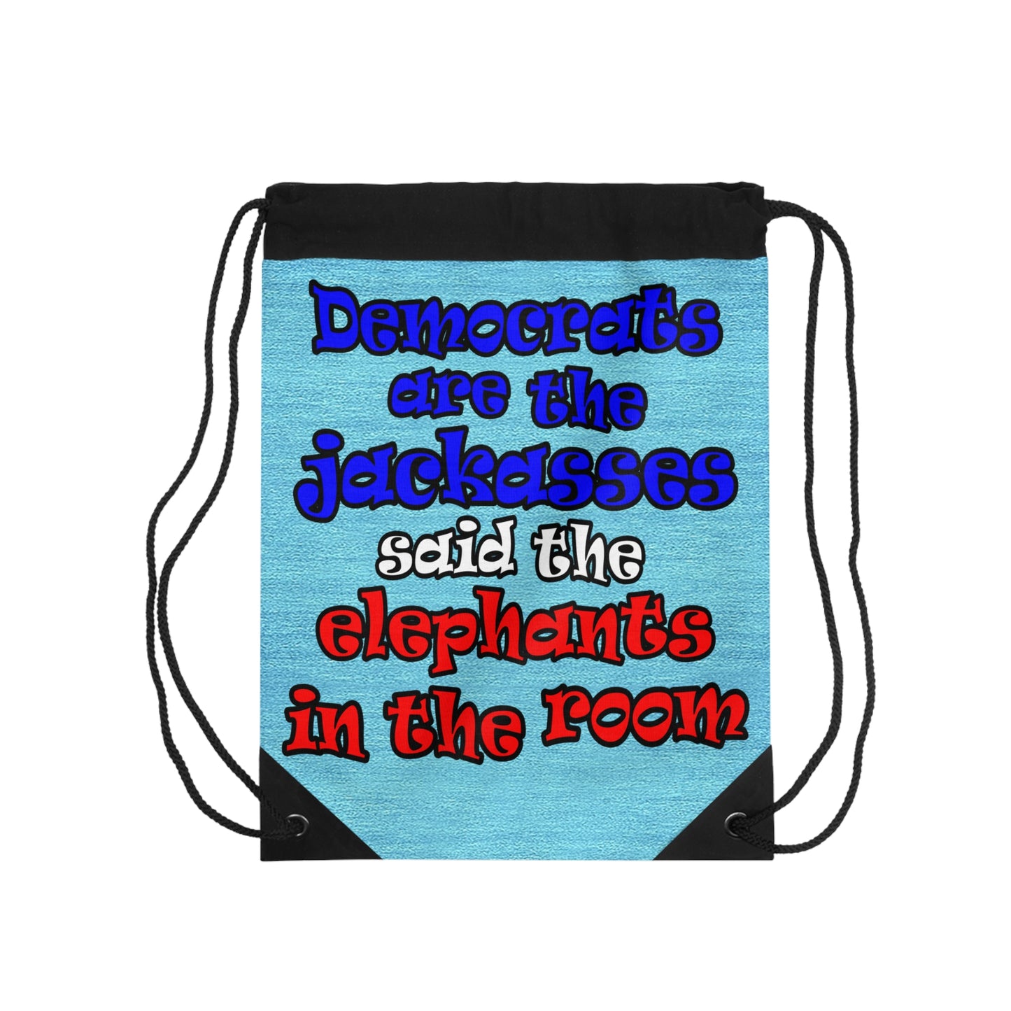 donkeys and elephants - Drawstring Bag (faded blue)