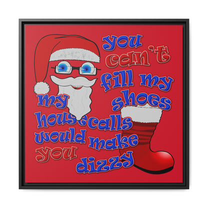 santa's shoes - framed canvas art (dark red)