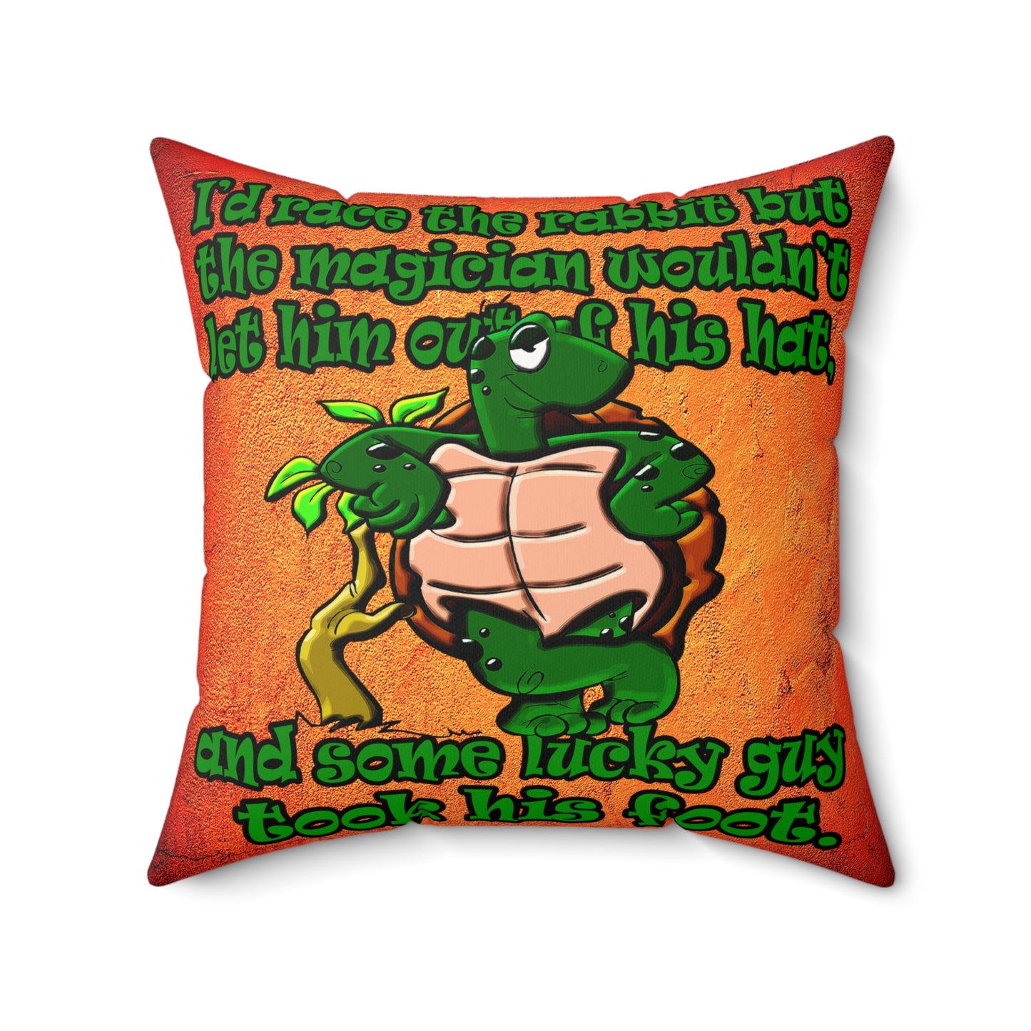 turtle race - Faux Suede Square Pillow - (burnt orange)