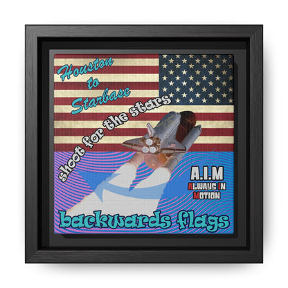 shoot for the stars - framed canvas art (light blue-purple wave)