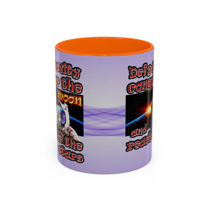 defy conquer reach - Accent Mug (light blue-pink wave)
