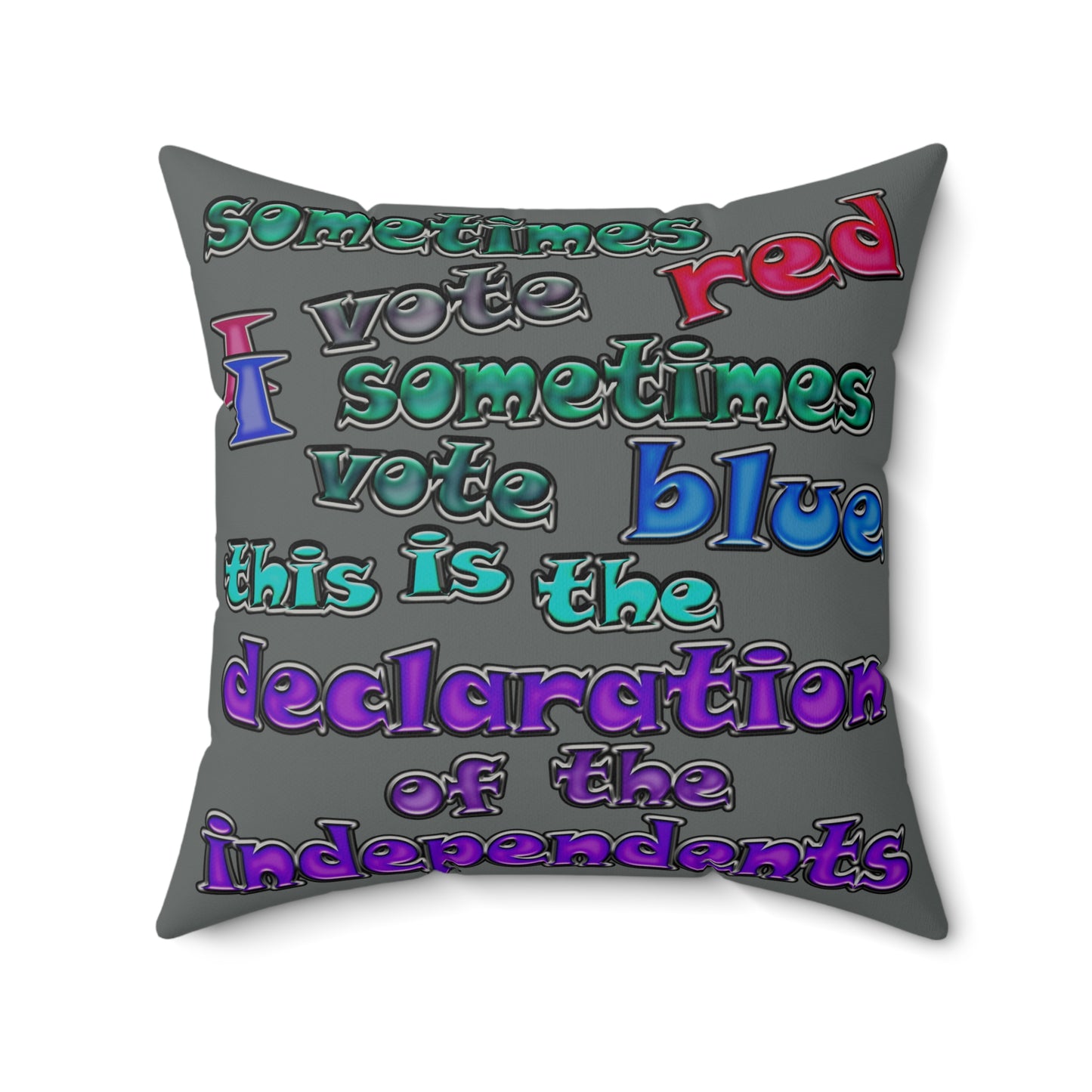 declaration of the independents - Faux Suede Square Pillow - (dark grey)