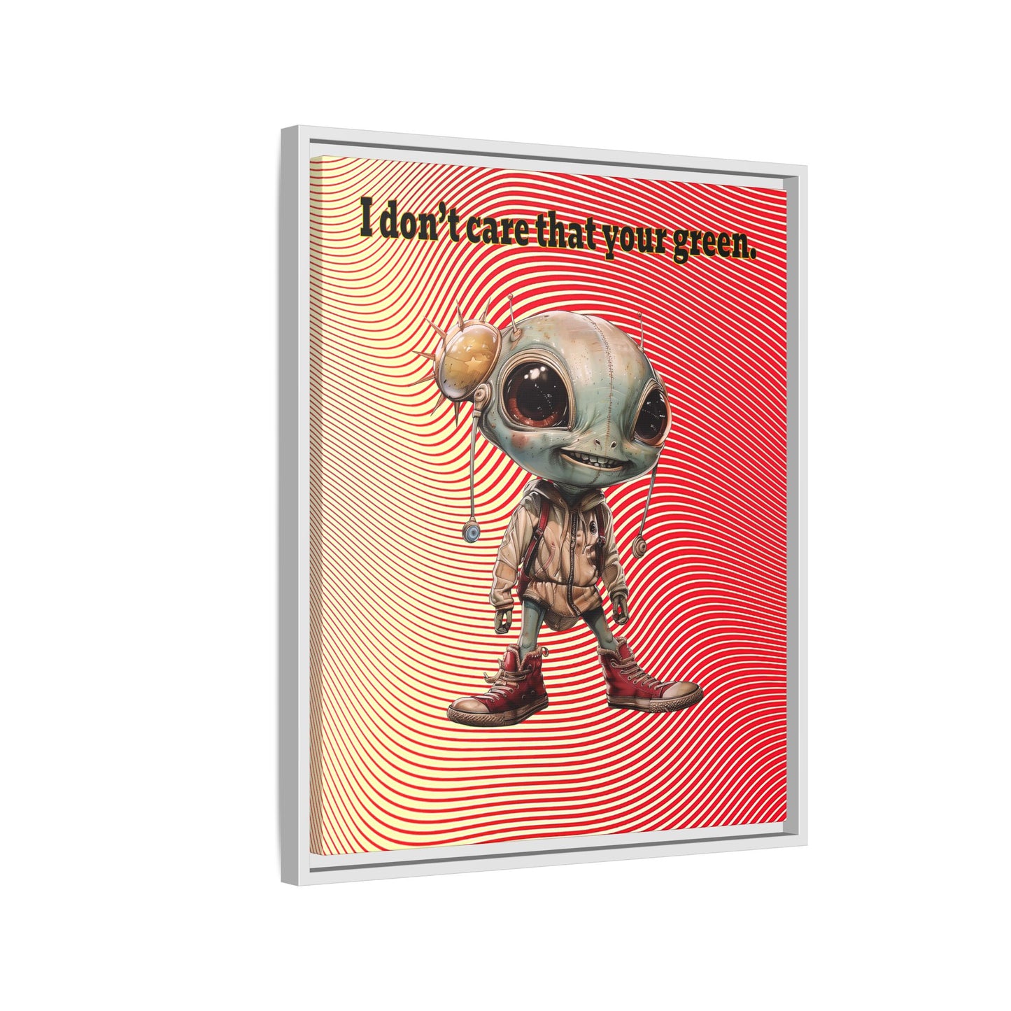 I don't care that your green - framed canvas art (yellow-orange wave)