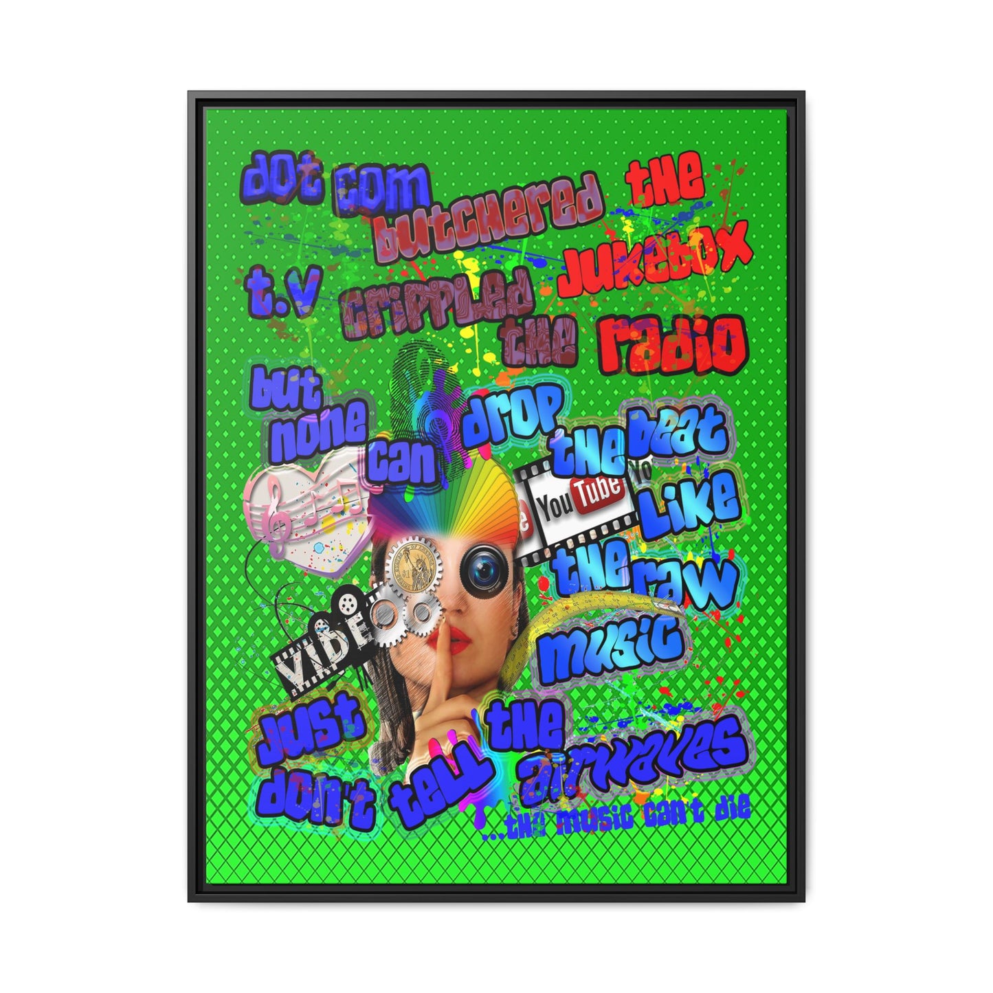 drop the beat - framed canvas art (logo green)