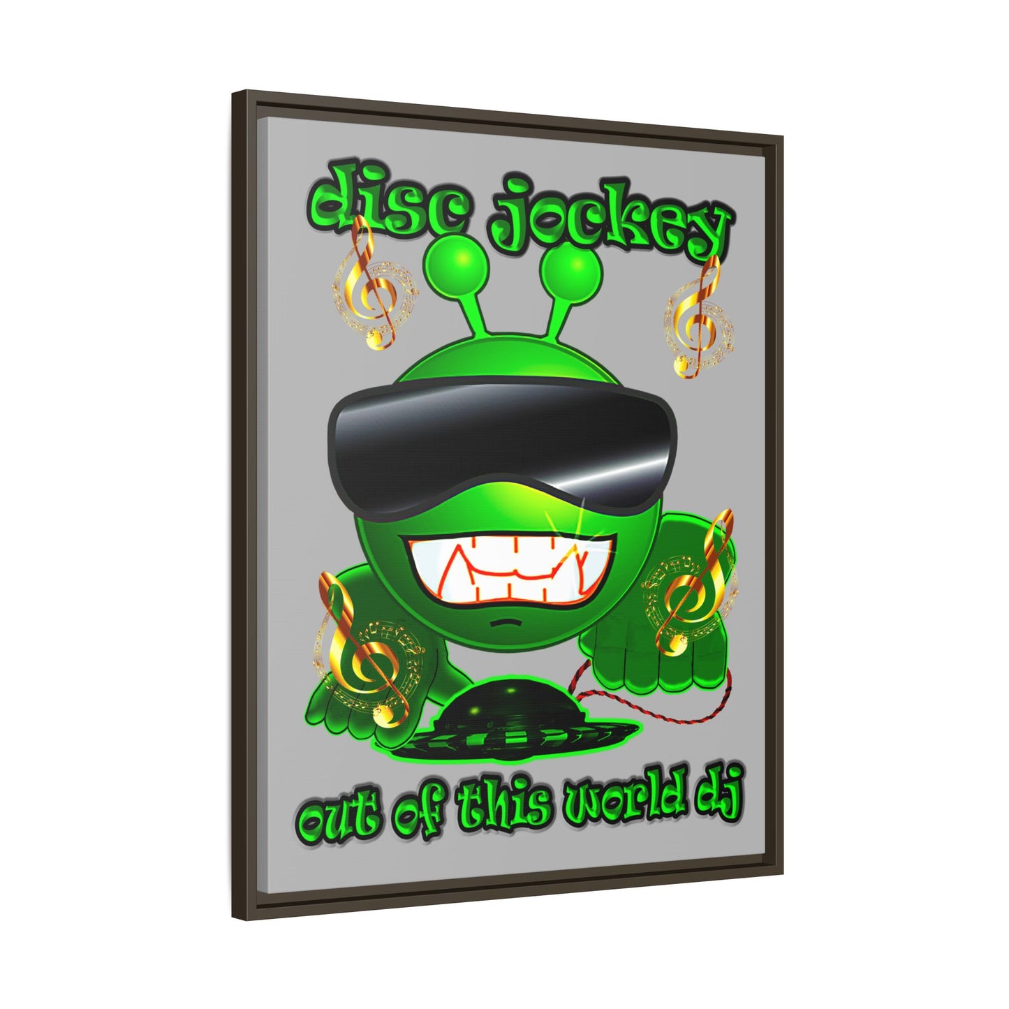 disc jockey - framed canvas art (light grey)