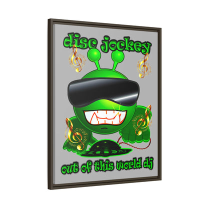 disc jockey - framed canvas art (light grey)