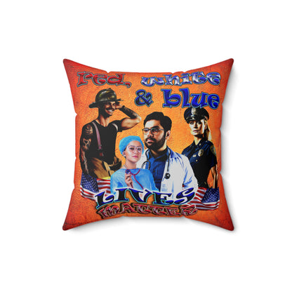 rw&b lives matter - Spun Polyester Square Pillow - (burnt orange)