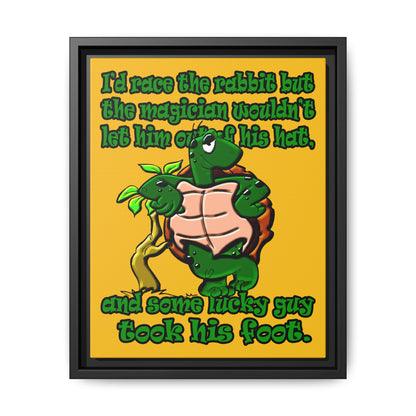 turtle race - framed canvas art (yellow)