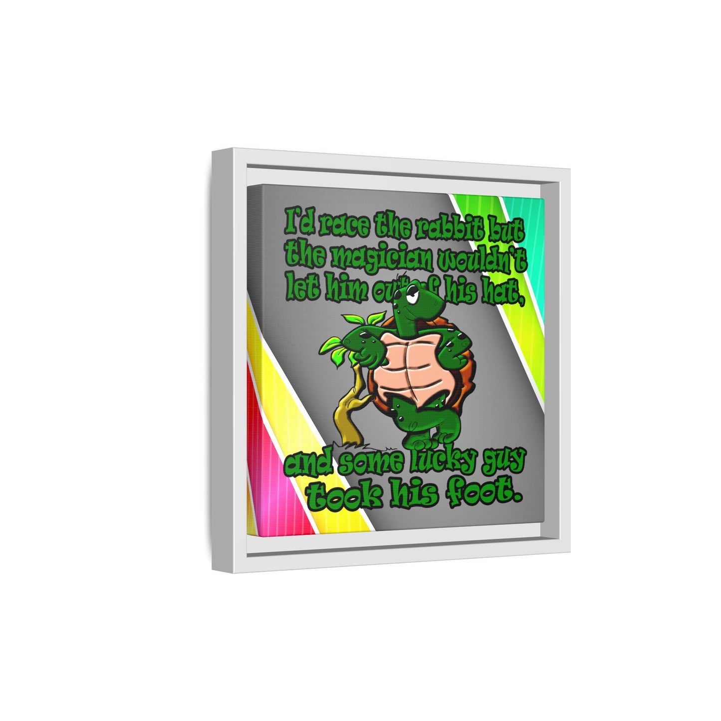 turtle race - framed canvas art (rainbow split)