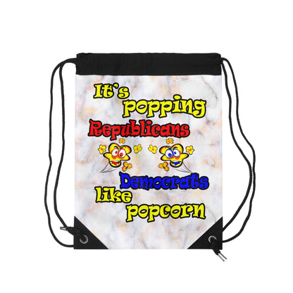 popping like popcorn - Drawstring Bag (white marble)