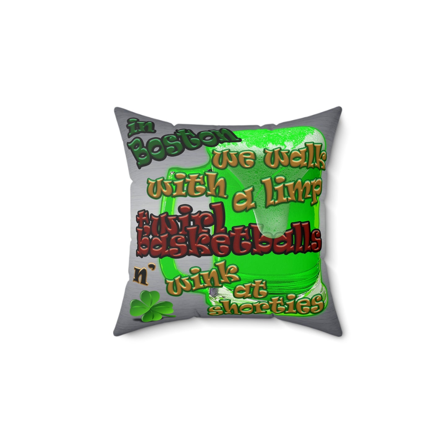 celtics logo - Faux Suede Square Pillow - (brushed nickel)