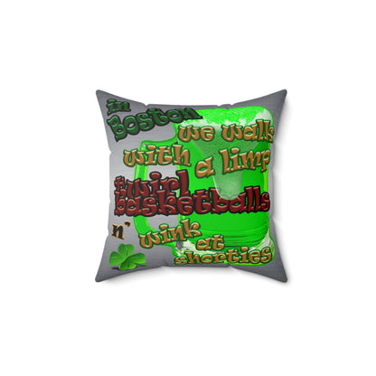 celtics logo - Faux Suede Square Pillow - (brushed nickel)