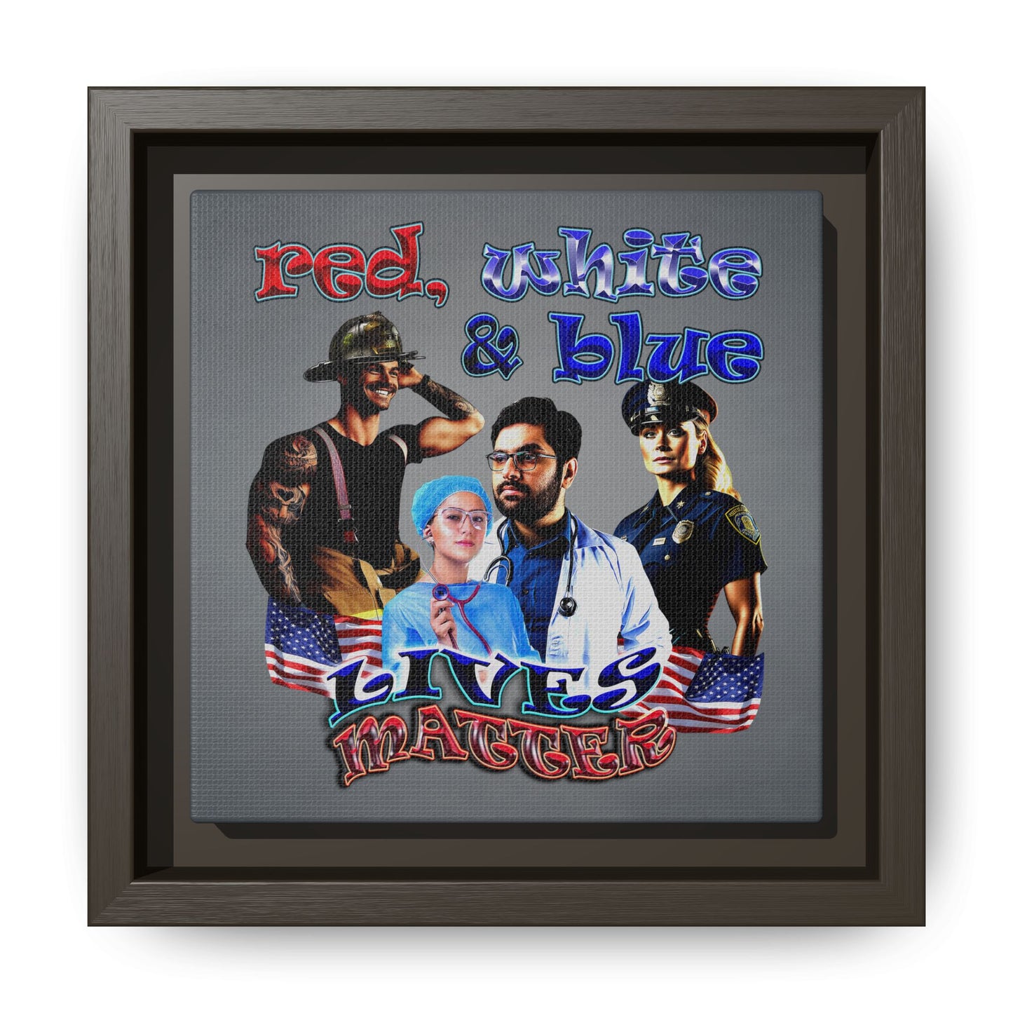 rw&b lives matter - framed canvas art (grey-light grey)