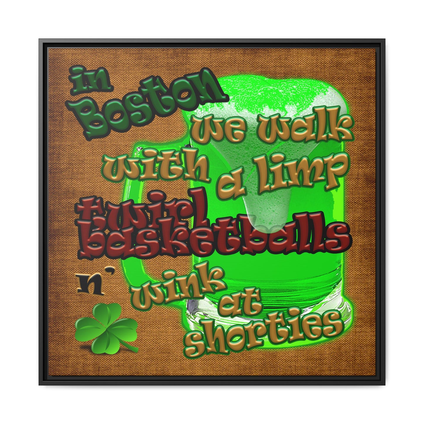celtics logo - framed canvas art (brown papyrus)