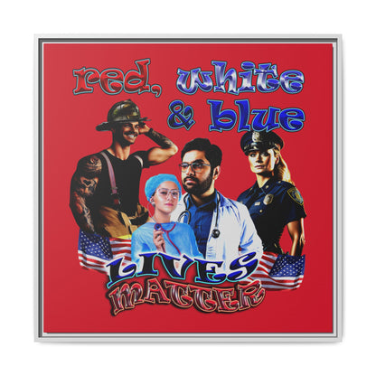 rw&b lives matter - framed canvas art (dark red)
