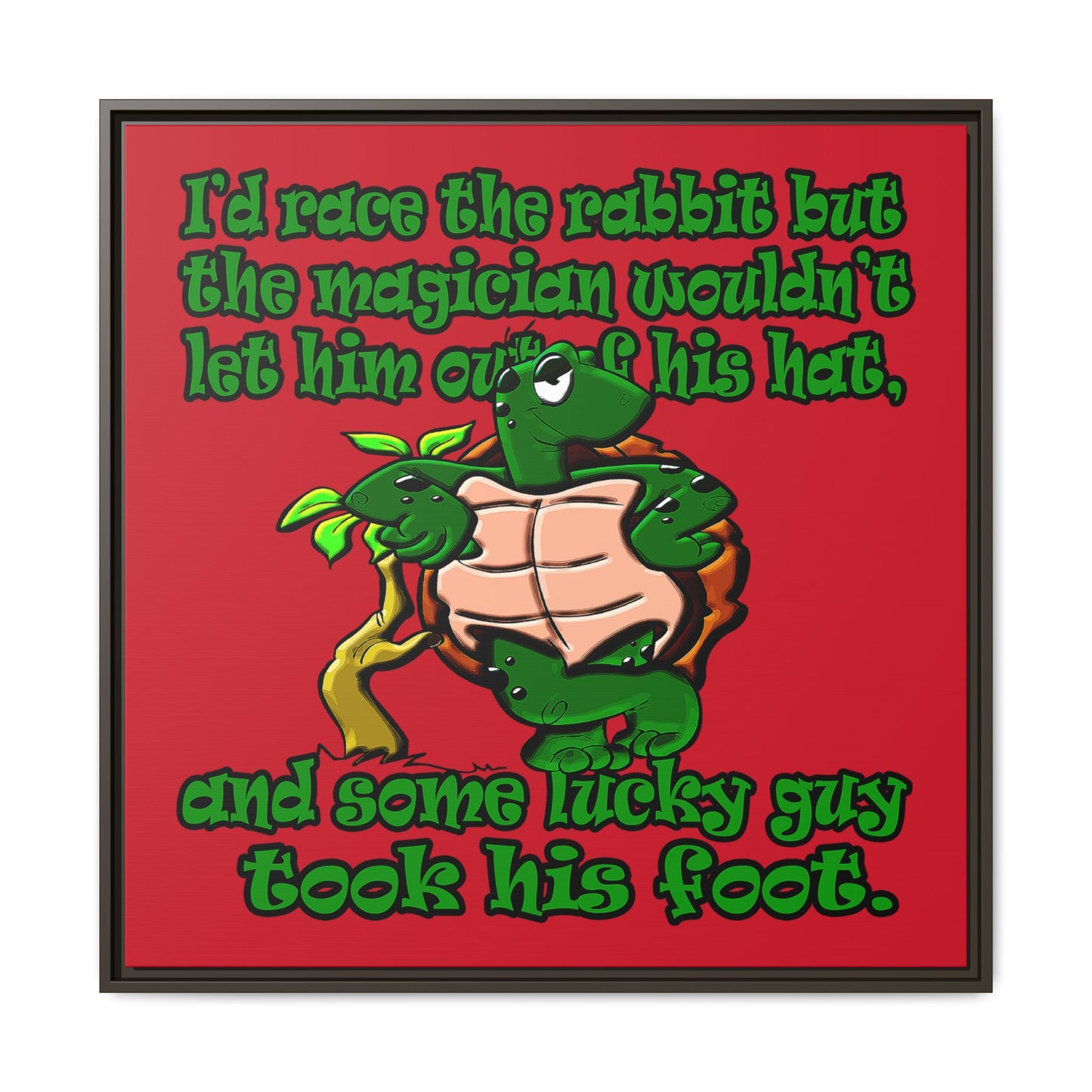turtle race - framed canvas art (dark red)