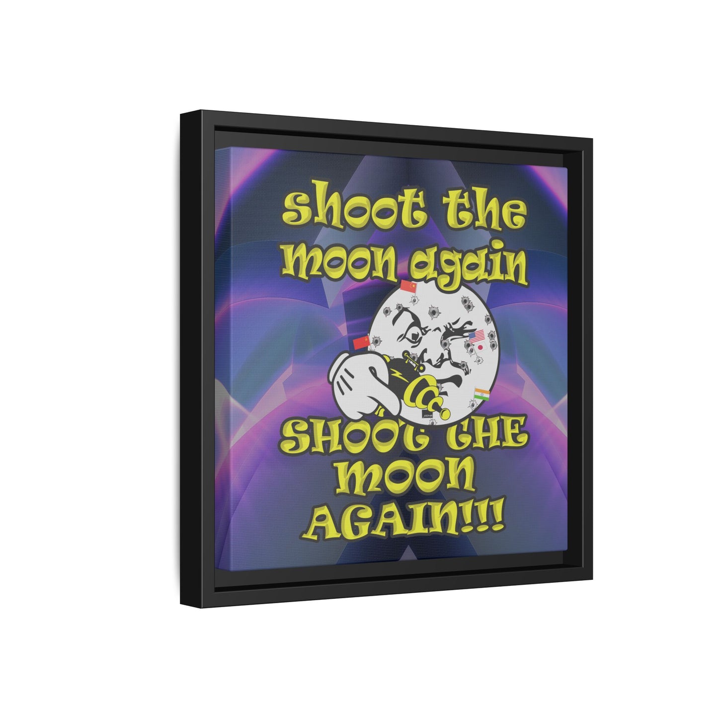 shoot the moon again - framed canvas art (grey-pink wave)