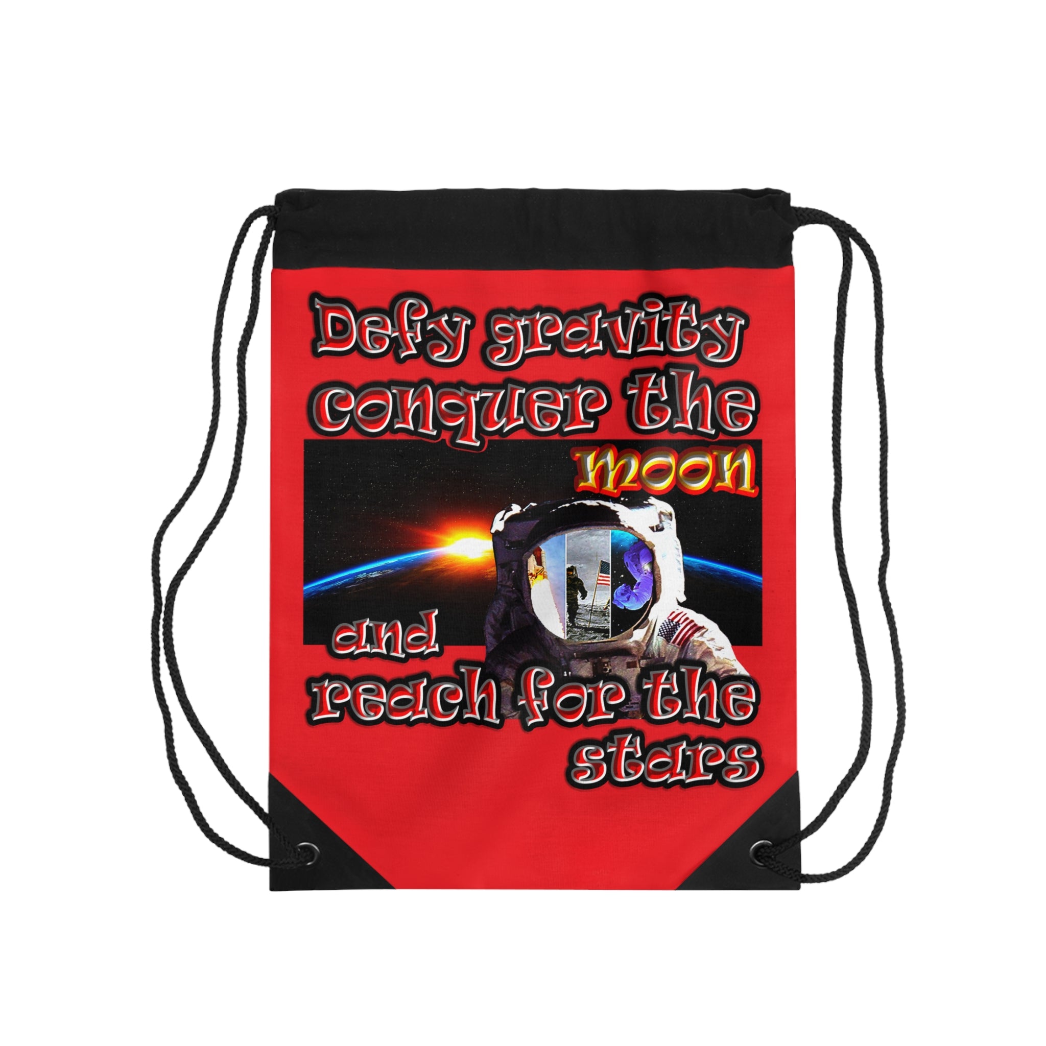 defy conquer reach - Drawstring Bag (red)