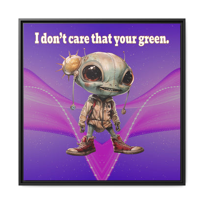 I don't care that your green - framed canvas art (purple-pink wave)
