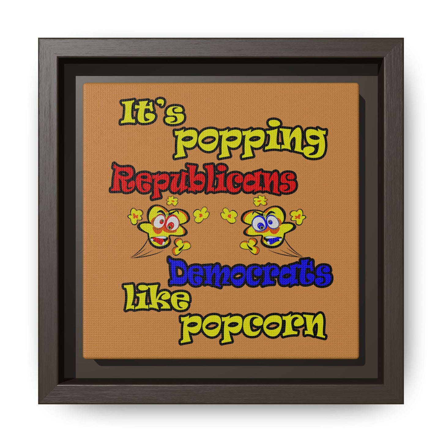 popping like popcorn - framed canvas art (light brown)