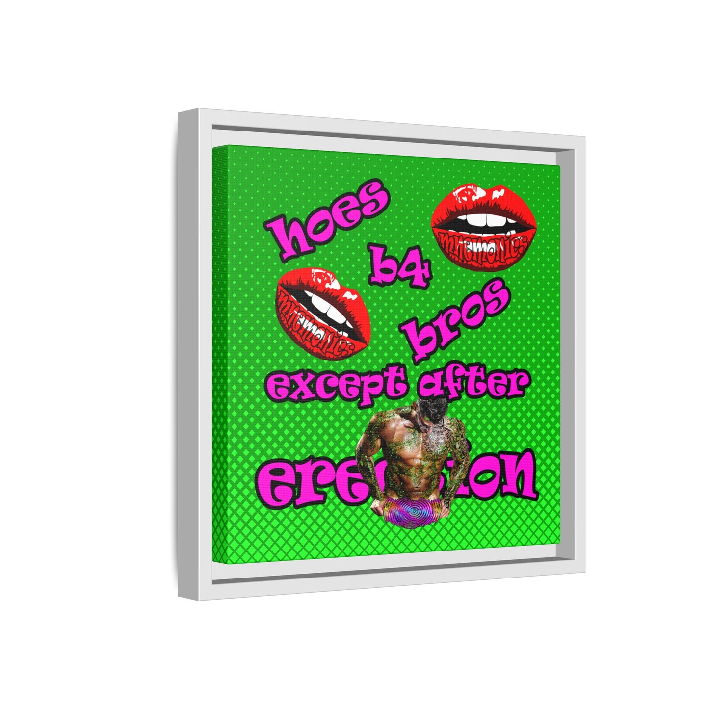 hoes b4 bros - framed canvas art (logo green)